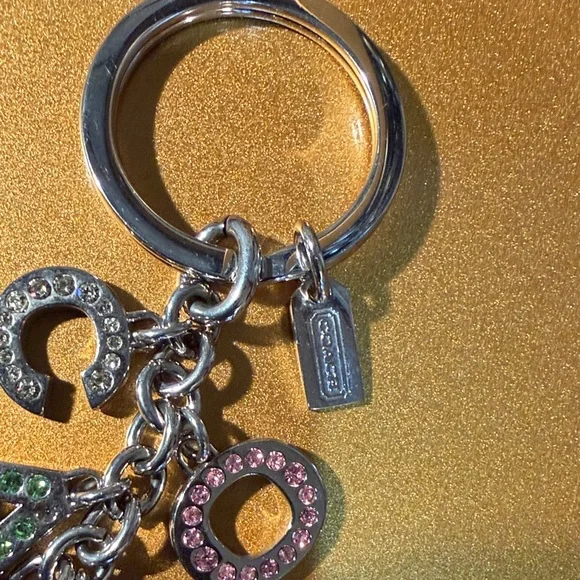 Coach Silver Keychain with Multicolor Letter Charms - Picture 2 of 3